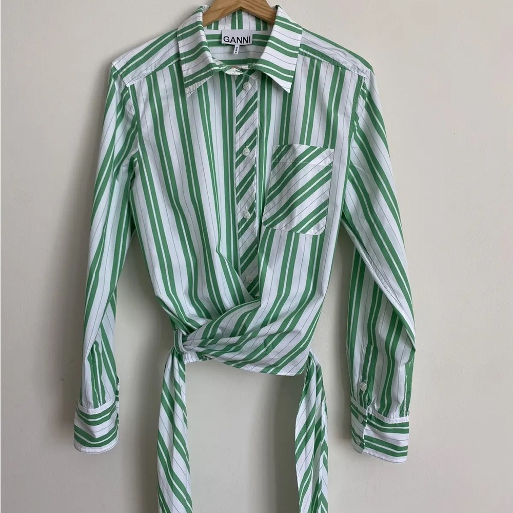 GANNI Green Striped women Shirt brand new no tag